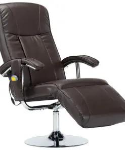 vidaXL Massage Chair Cream Brown Faux Leather