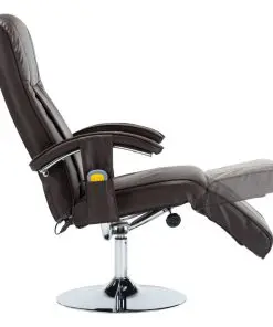 vidaXL Massage Chair Cream Brown Faux Leather