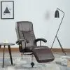 vidaXL Massage Chair Cream Brown Faux Leather