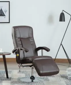 vidaXL Massage Chair Cream Brown Faux Leather