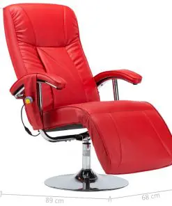 vidaXL Massage Chair Red Faux Leather