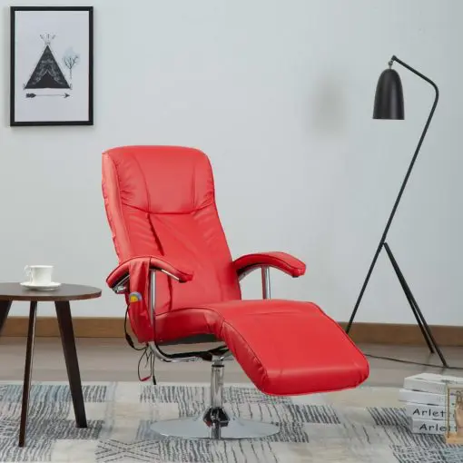vidaXL Massage Chair Red Faux Leather
