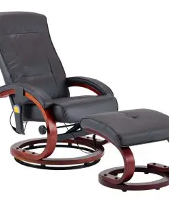 vidaXL Massage Recliner with Footstool Grey Faux Leather