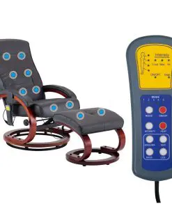 vidaXL Massage Recliner with Footstool Grey Faux Leather