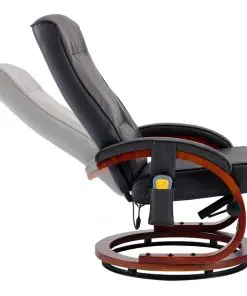 vidaXL Massage Recliner with Footstool Grey Faux Leather