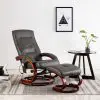 vidaXL Massage Recliner with Footstool Grey Faux Leather vidaXL Massage Recliner with Footstool Grey Faux Leather
