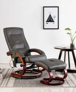 vidaXL Massage Recliner with Footstool Grey Faux Leather