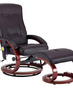vidaXL Massage Recliner with Footstool Brown Faux Leather