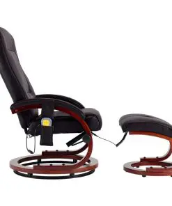 vidaXL Massage Recliner with Footstool Brown Faux Leather