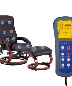 vidaXL Massage Recliner with Footstool Brown Faux Leather