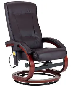vidaXL Massage Recliner with Footstool Brown Faux Leather