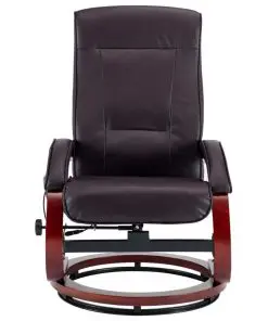 vidaXL Massage Recliner with Footstool Brown Faux Leather