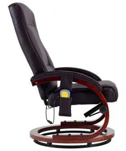 vidaXL Massage Recliner with Footstool Brown Faux Leather