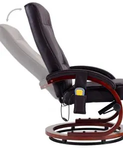 vidaXL Massage Recliner with Footstool Brown Faux Leather