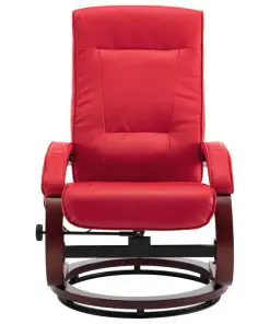 vidaXL Massage Recliner with Footstool Red Faux Leather