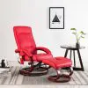 vidaXL Massage Recliner with Footstool Red Faux Leather