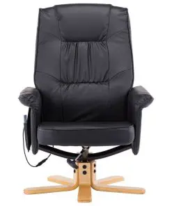 vidaXL TV Massage Recliner with Footstool Black Faux Leather