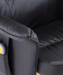 vidaXL TV Massage Recliner with Footstool Black Faux Leather