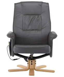 vidaXL TV Massage Recliner with Footstool Grey Faux Leather