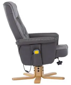 vidaXL TV Massage Recliner with Footstool Grey Faux Leather