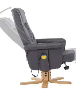 vidaXL TV Massage Recliner with Footstool Grey Faux Leather