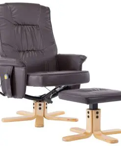 vidaXL TV Massage Recliner with Footstool Brown Faux Leather