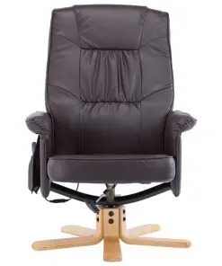 vidaXL TV Massage Recliner with Footstool Brown Faux Leather
