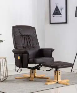 vidaXL TV Massage Recliner with Footstool Brown Faux Leather