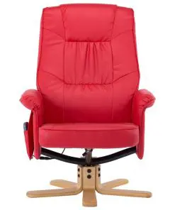 vidaXL TV Massage Recliner with Footstool Red Faux Leather