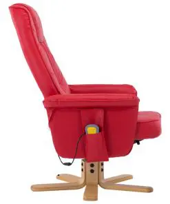 vidaXL TV Massage Recliner with Footstool Red Faux Leather
