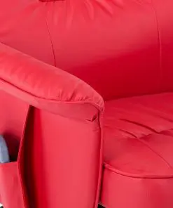 vidaXL TV Massage Recliner with Footstool Red Faux Leather