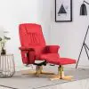 vidaXL TV Massage Recliner with Footstool Red Faux Leather