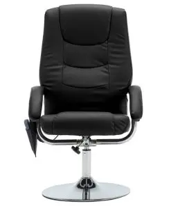 vidaXL Massage Recliner with Footstool Black Faux Leather