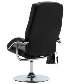 vidaXL Massage Recliner with Footstool Black Faux Leather