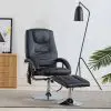 vidaXL Massage Recliner with Footstool Black Faux Leather