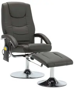 vidaXL Massage Recliner with Footstool Grey Faux Leather