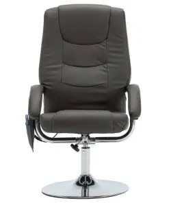 vidaXL Massage Recliner with Footstool Grey Faux Leather