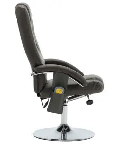 vidaXL Massage Recliner with Footstool Grey Faux Leather