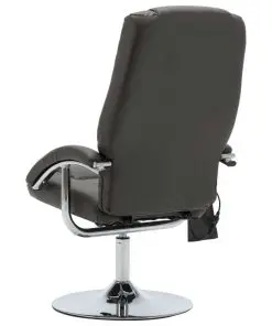 vidaXL Massage Recliner with Footstool Grey Faux Leather