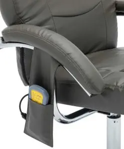 vidaXL Massage Recliner with Footstool Grey Faux Leather