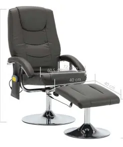 vidaXL Massage Recliner with Footstool Grey Faux Leather