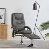 vidaXL Massage Recliner with Footstool Grey Faux Leather
