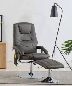 vidaXL Massage Recliner with Footstool Grey Faux Leather