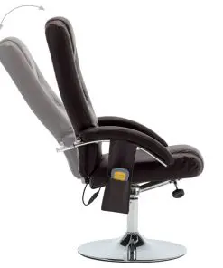 vidaXL Massage Recliner with Footstool Brown Faux Leather