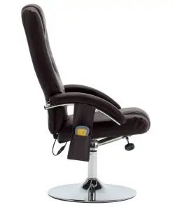 vidaXL Massage Recliner with Footstool Brown Faux Leather