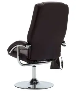vidaXL Massage Recliner with Footstool Brown Faux Leather