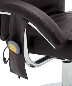 vidaXL Massage Recliner with Footstool Brown Faux Leather