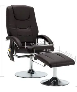 vidaXL Massage Recliner with Footstool Brown Faux Leather