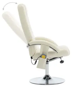 vidaXL Massage Recliner with Footstool Cream White Faux Leather