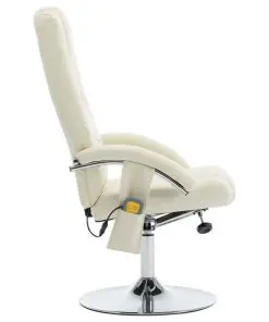 vidaXL Massage Recliner with Footstool Cream White Faux Leather